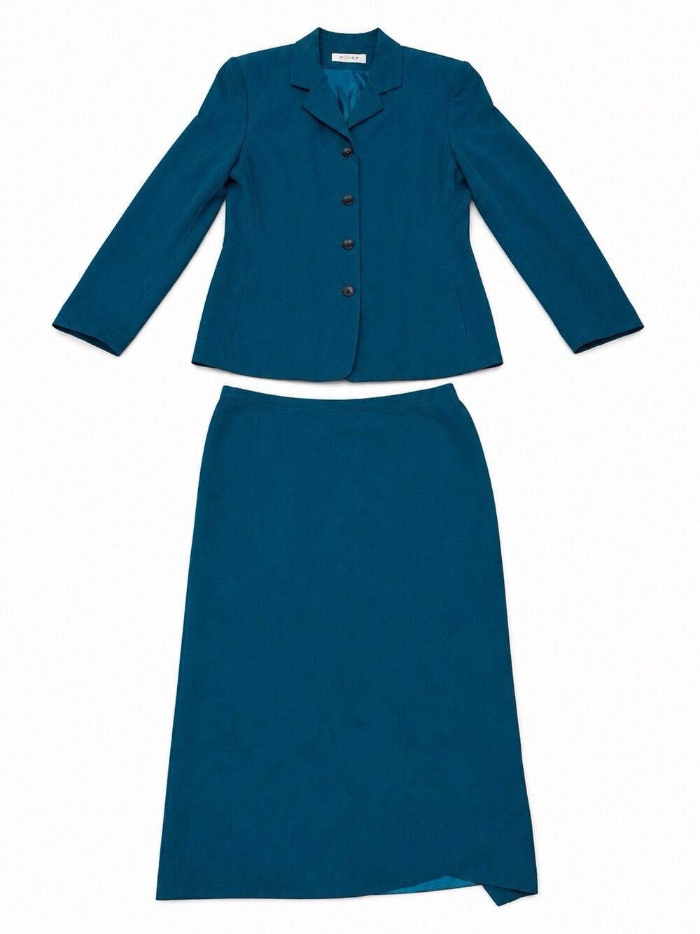 Judith Hart Women’s Medium Teal 2 Piece Skirt Suit Blazer Jacket Career